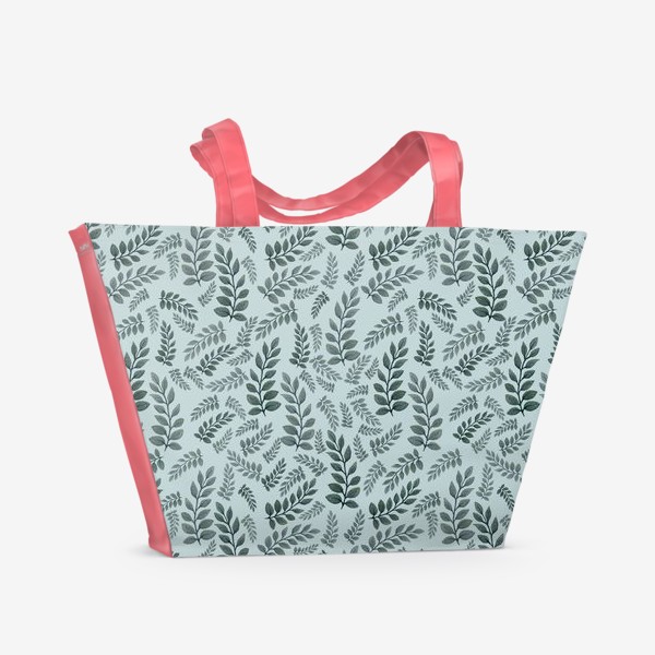 Пляжная сумка «Листья папоротника на голубом»