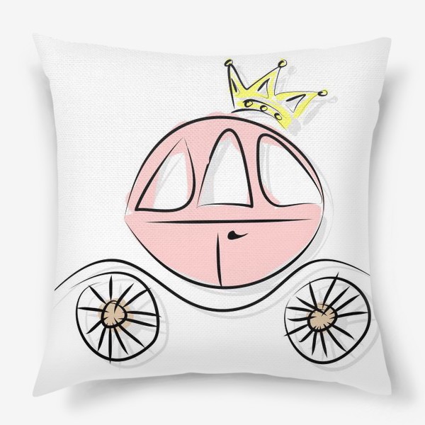 Подушка «Розовая карета принцессы или королевы из сказки и корона»