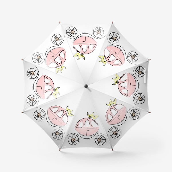 Зонт «Розовая карета принцессы или королевы из сказки и корона»