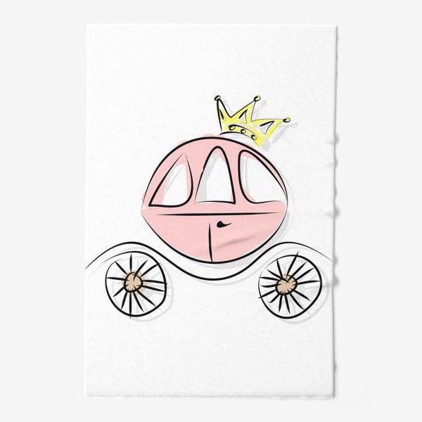 Полотенце «Розовая карета принцессы или королевы из сказки и корона»