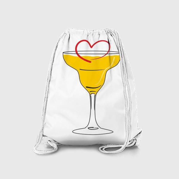 Рюкзак «Яркий желтый коктейль в бокале и сердечко »