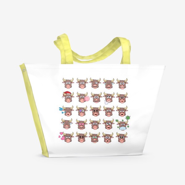 Пляжная сумка «быки эмодзи»