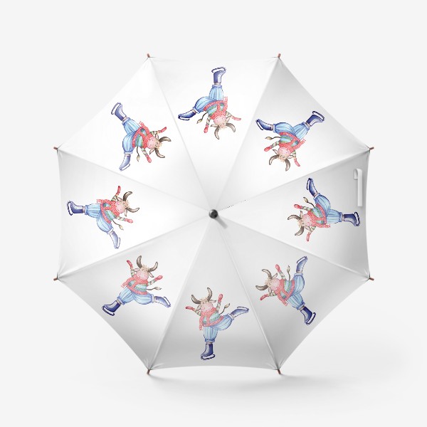 Зонт «Бык. Символ года 2021. Бычок на коньках »