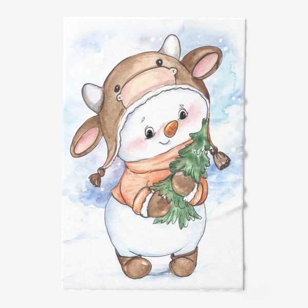 Полотенце «бычок снеговичок»