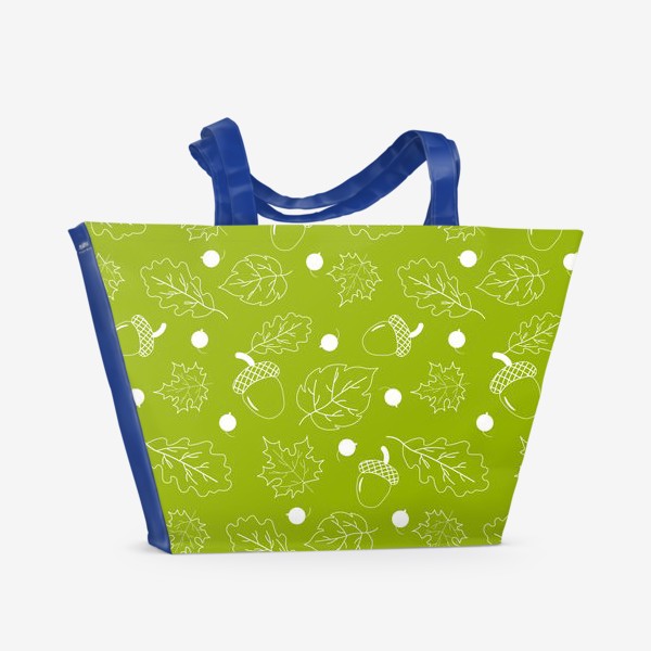 Пляжная сумка «Осенние  листья на оливковом фоне»