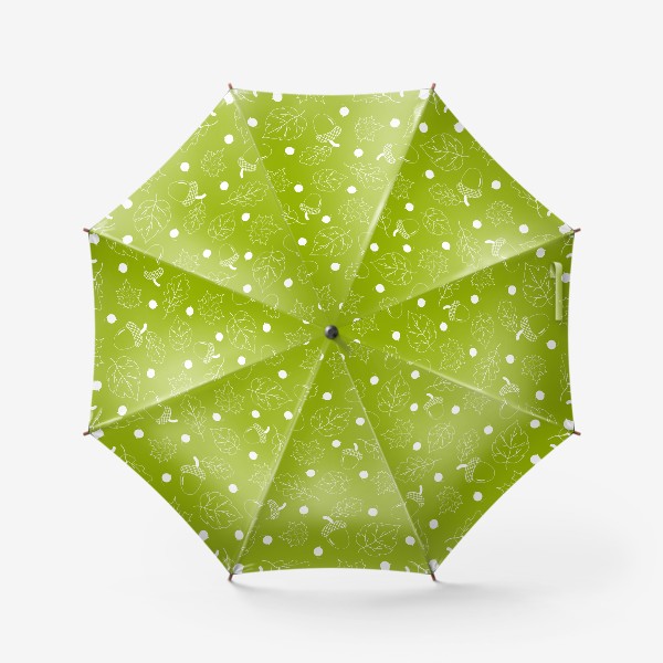 Зонт «Осенние  листья на оливковом фоне»