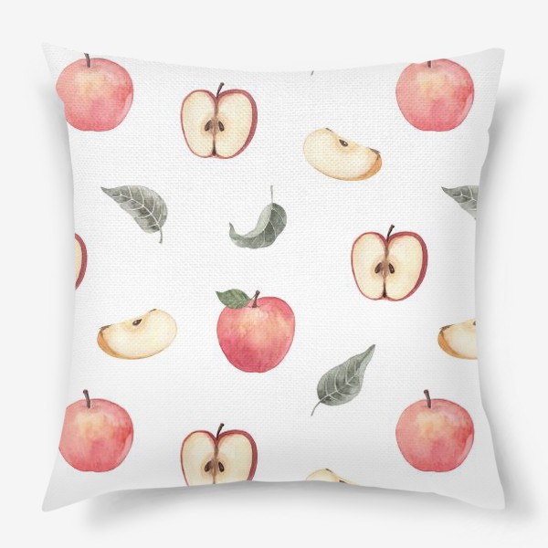 Подушка «Акварельный узор с яблоками»
