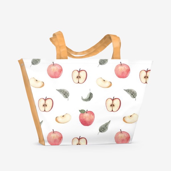 Пляжная сумка «Акварельный узор с яблоками»