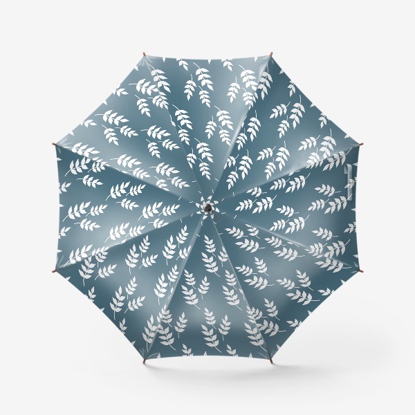 Зонт «Белые листья на  сером фоне»