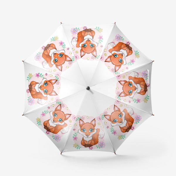 Зонт «Красивая лисичка в цветах»