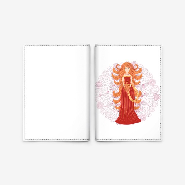 Обложка для паспорта «Знак зодиака Лев и цветочная мандала»