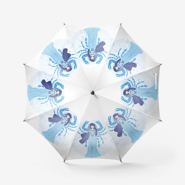 Зонт &laquo;Знак зодиака Рак и цветочная мандала&raquo;