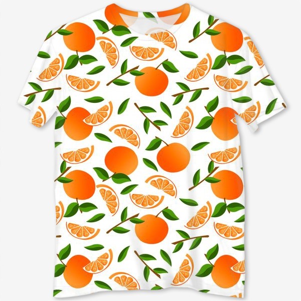 Футболка с полной запечаткой «апельсины или мандарины»