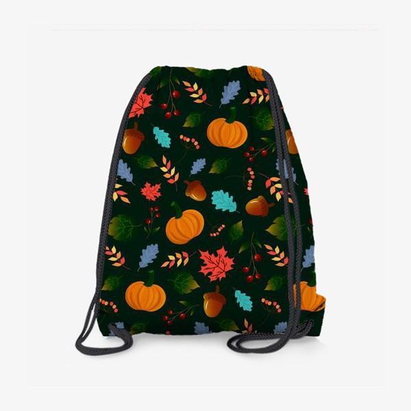 Рюкзак «тыквы и листья на зеленом фоне»