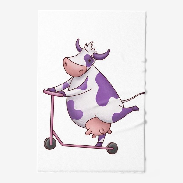Полотенце «корова на самокате»