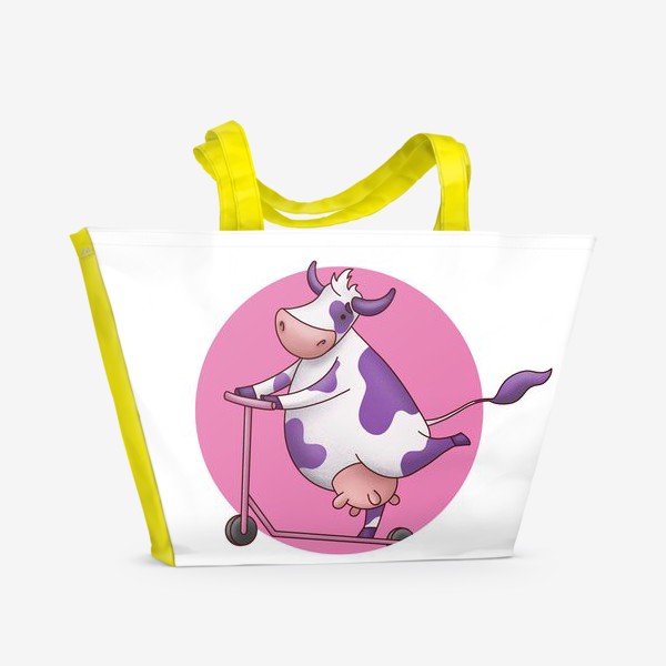 Пляжная сумка «корова на самокате»