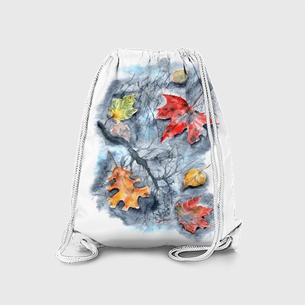 Рюкзак «Дождливая осень яркие листья и отражения»