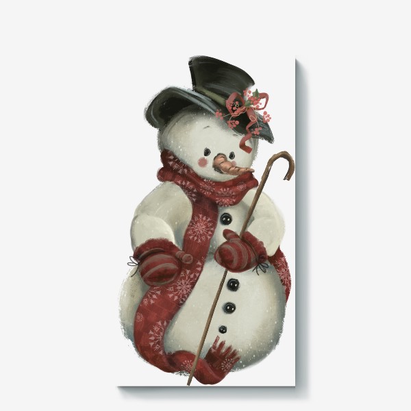 Холст «Новый год и Рождество, Снеговик»