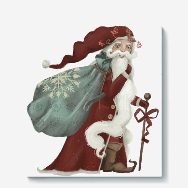 Холст &laquo;Новый год и Рождество, дед Мороз, Санта&raquo;
