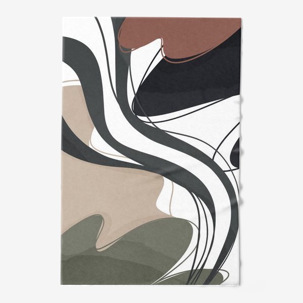 Полотенце «Абстракция в приглушенных тонах с текстурой акварели. Мемфис, линии и пятна»