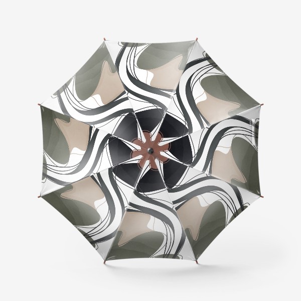 Зонт «Абстракция в приглушенных тонах с текстурой акварели. Мемфис, линии и пятна»