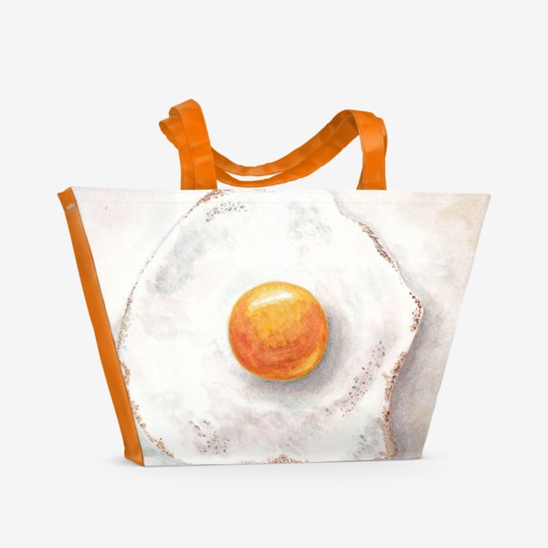 Пляжная сумка «Акварельная яичница глазунья жареная, яркий желток и белок»