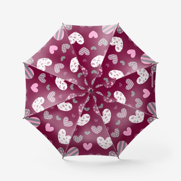 Зонт «Сердца на бордовом фоне»