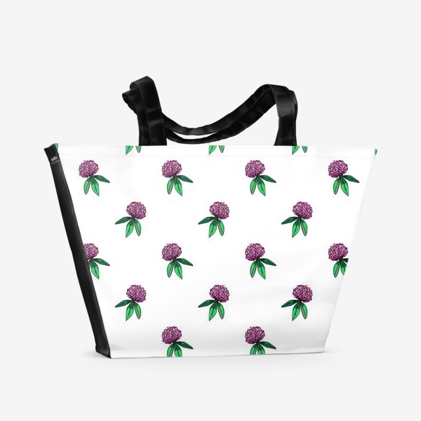 Пляжная сумка &laquo;Нежный орнамент из цветов розового клевера и зеленых листиков&raquo;