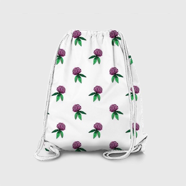 Рюкзак «Нежный орнамент из цветов розового клевера и зеленых листиков»