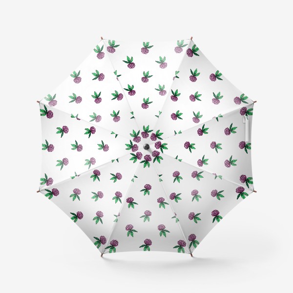 Зонт «Нежный орнамент из цветов розового клевера и зеленых листиков»