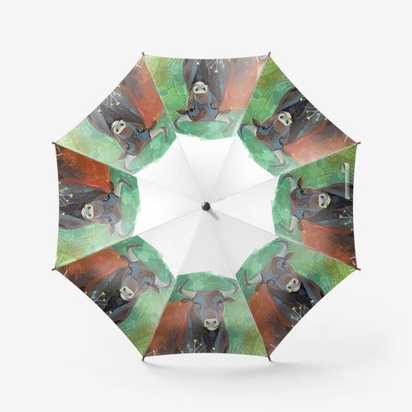 Зонт «Бык, акварельная иллюстрация»