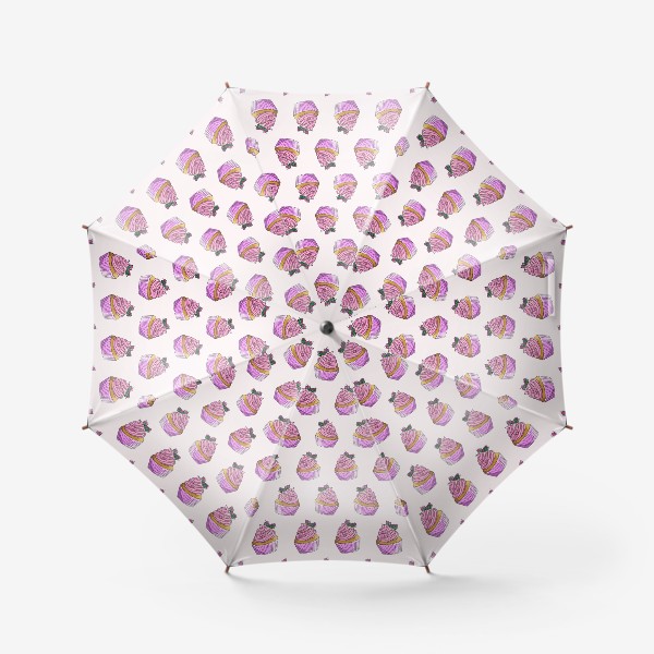 Зонт «Капкейки с розочками. Кексы с кремом и цветами»