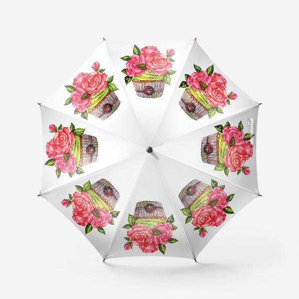 Зонт «Капкейк с розами»