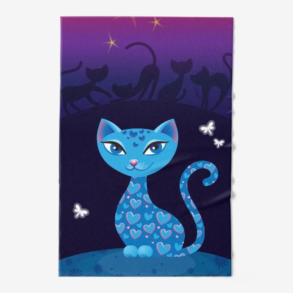 Полотенце «Кошка, которая гуляет сама по себе. Ночь»