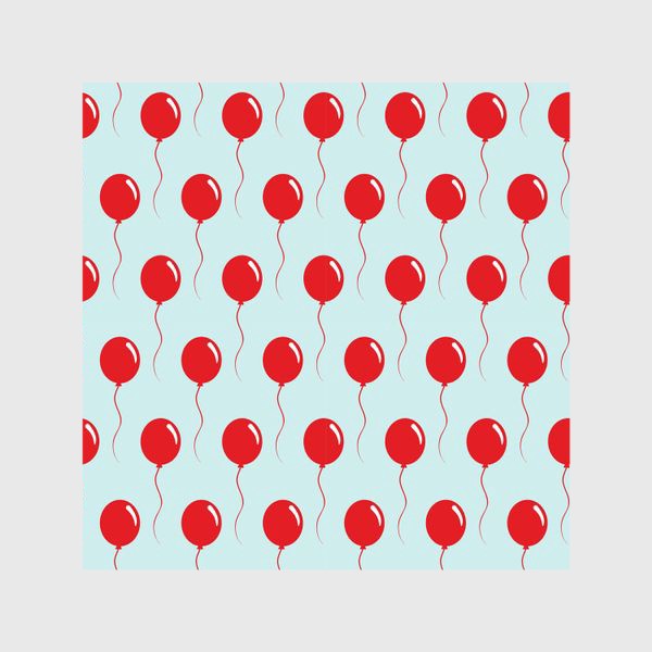 Шторы &laquo;Красные воздушные шарики на веревке на голубом фоне&raquo;