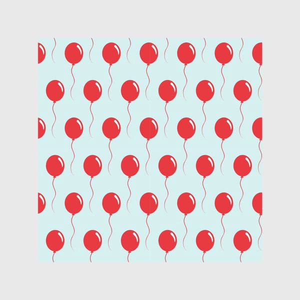 Скатерть &laquo;Красные воздушные шарики на веревке на голубом фоне&raquo;