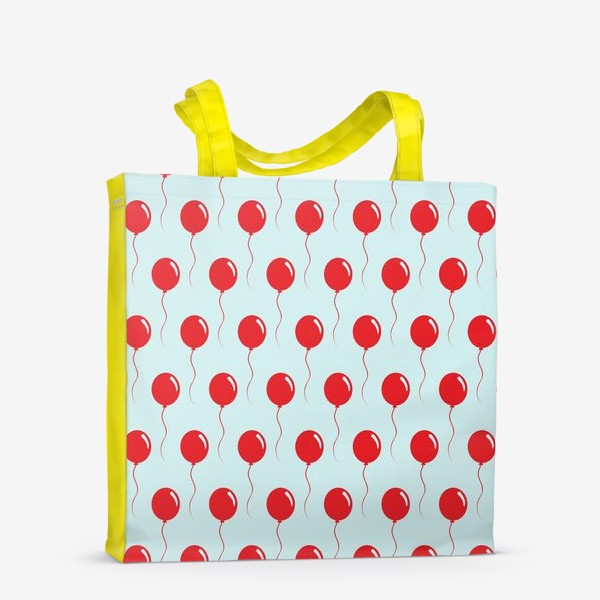 Сумка-шоппер &laquo;Красные воздушные шарики на веревке на голубом фоне&raquo;