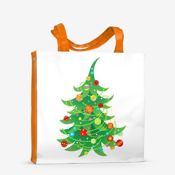 Сумка-шоппер «Новогодняя елка с яркими шарами и бусами»