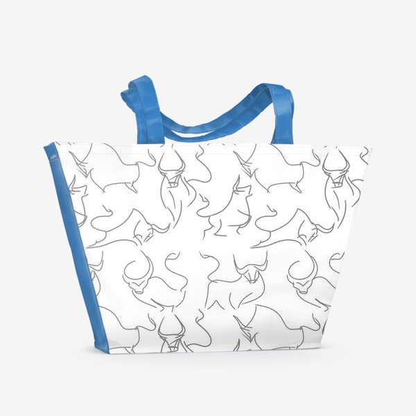 Пляжная сумка «Паттерн быки на белом»