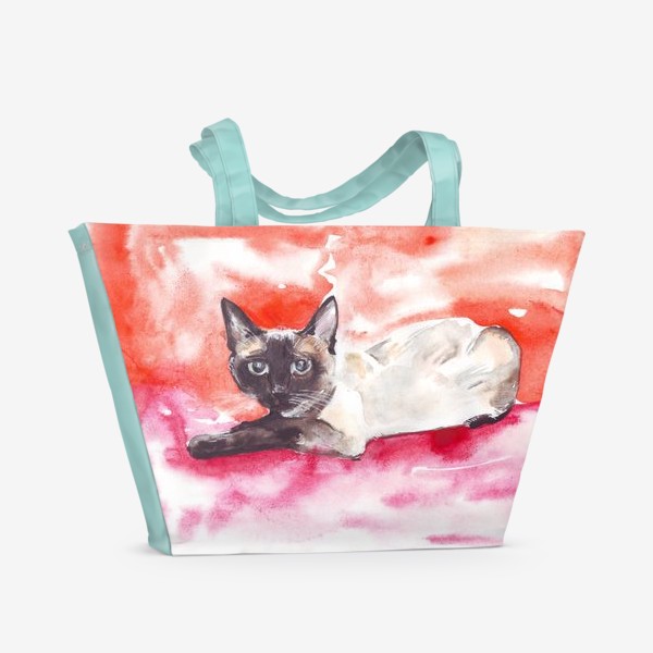 Пляжная сумка «Сиамский кот на ярком фоне»