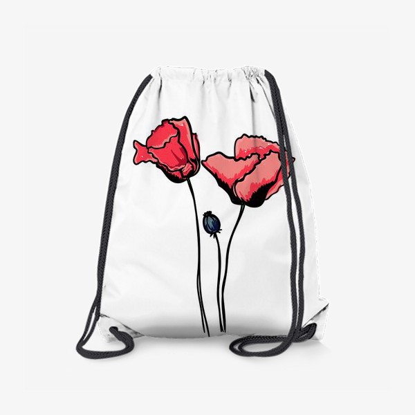 Рюкзак «Красные маки с волнистыми лепестками и коробочкой с семенами»
