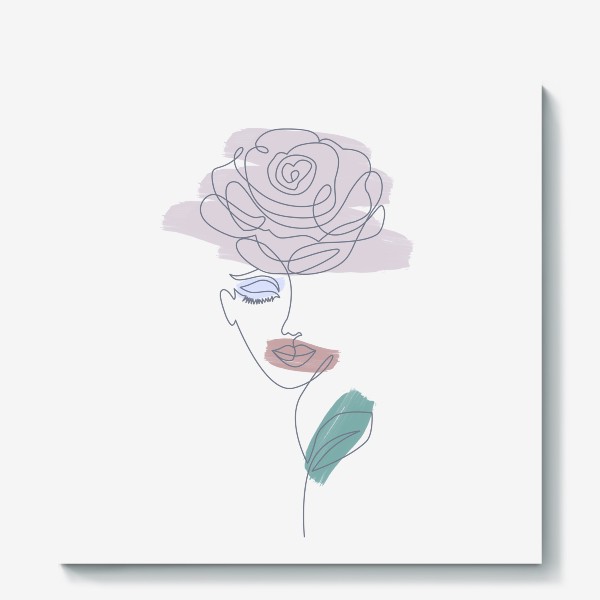 Холст «Девушка роза. Непрерывная линия»