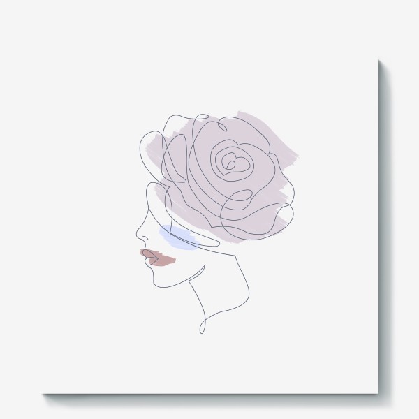 Холст «Девушка роза 2. Непрерывная линия»