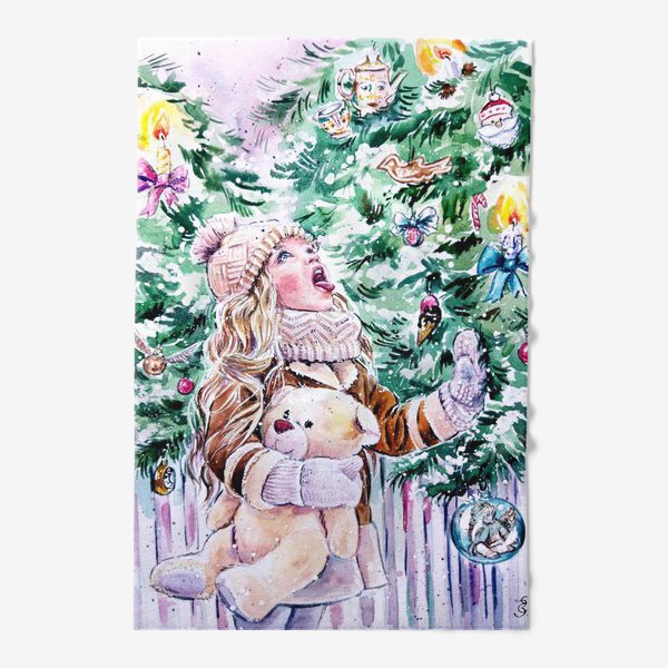 Полотенце «девочка со снежинками»