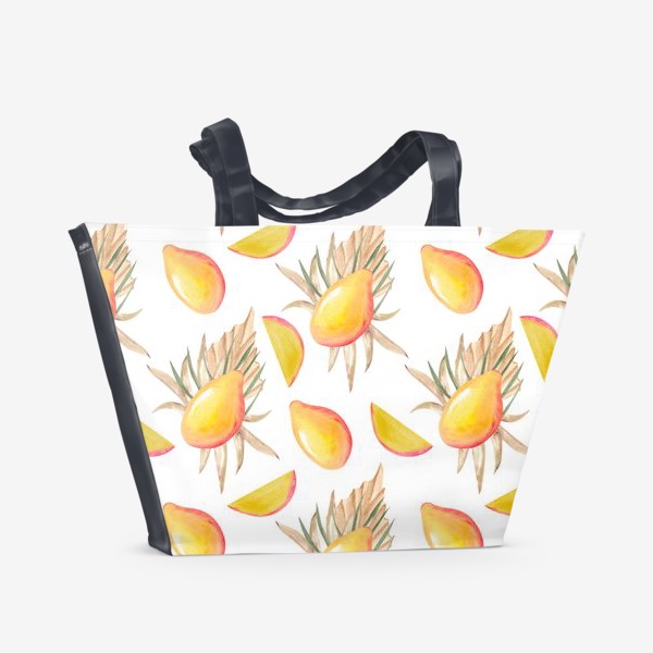 Пляжная сумка «Манго и листья. тропический паттерн»