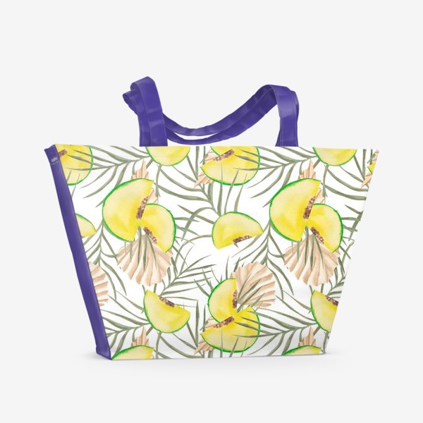 Пляжная сумка «Дыня и листья. Тропический паттерн»