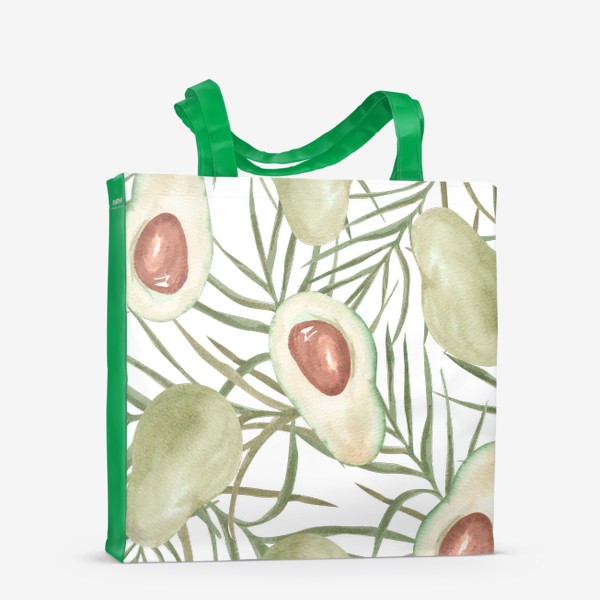Сумка-шоппер &laquo;Авокадо с листьями пальмы. паттерн&raquo;