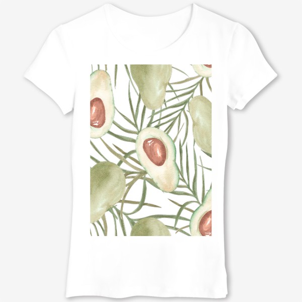 Футболка &laquo;Авокадо с листьями пальмы. паттерн&raquo;