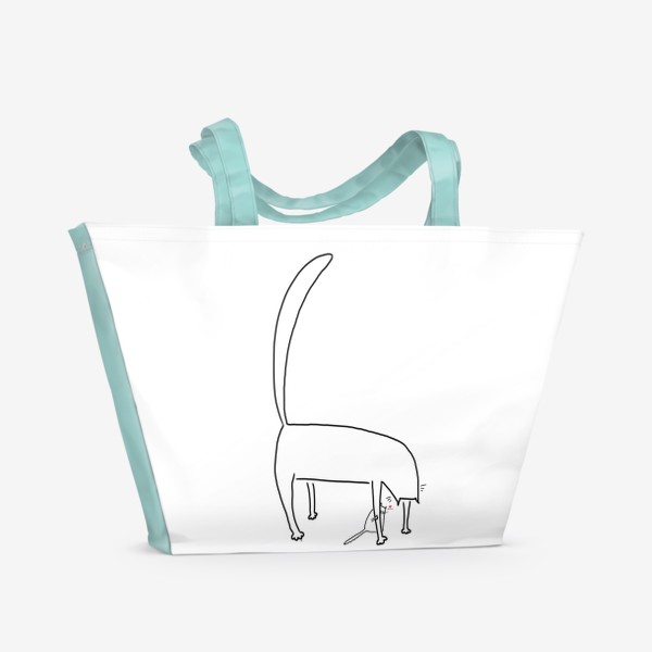 Пляжная сумка «Кошка и котенок за ее лапкой »