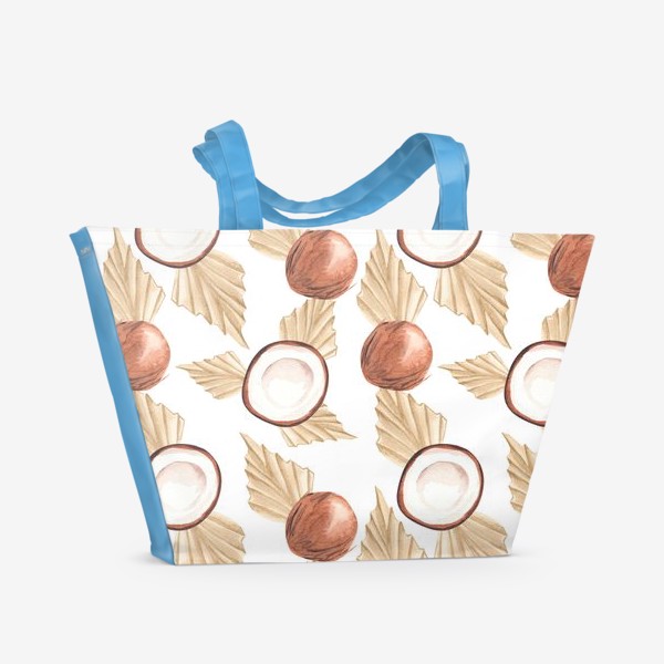 Пляжная сумка &laquo;Коккос и пальма. Тропический паттерн&raquo;